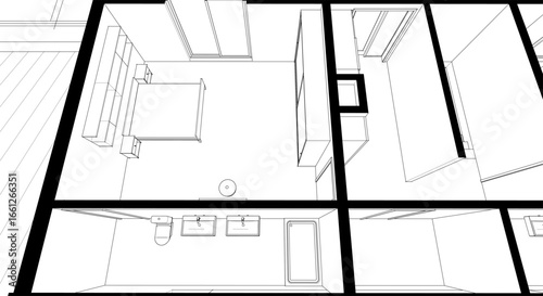 bedroom interior 3d illustration concept