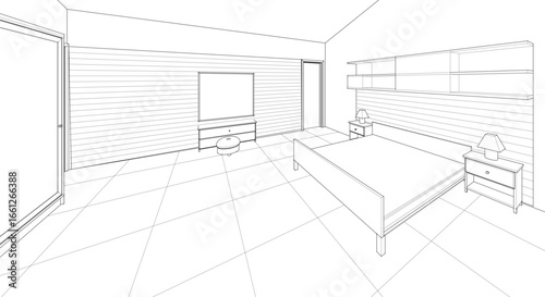 bedroom interior 3d illustration concept