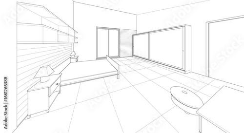 bedroom interior 3d illustration concept