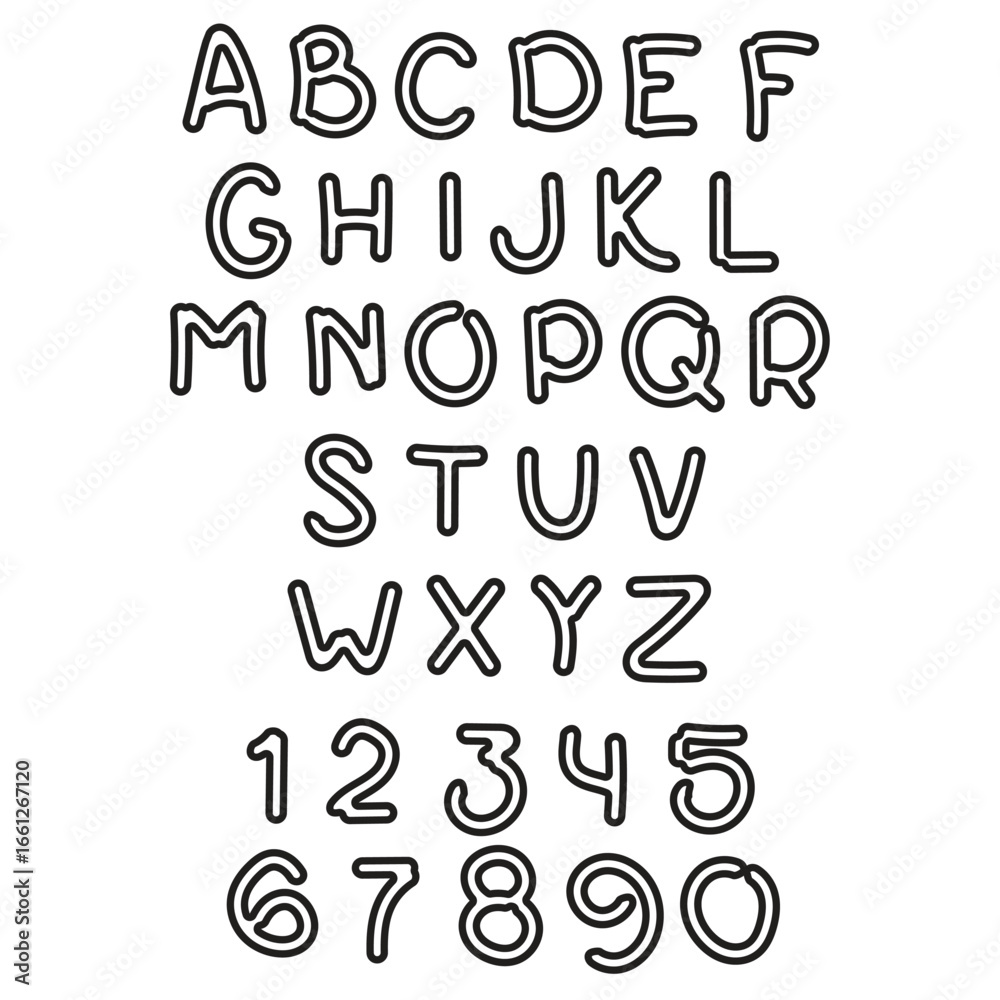 alphabet and numbers drawn design vector