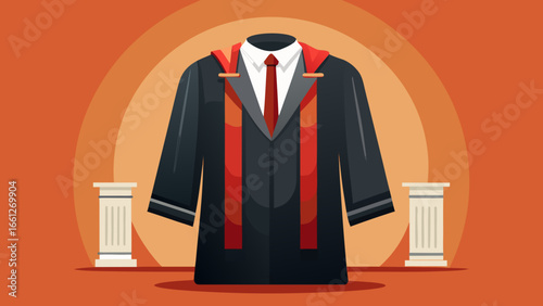 Lawyer Robe: Professional Legal Attire, Black Judicial Gown, Barrister's Outfit, Courtroom Clothing, Legal Professionalism, Judicial Uniform, Attorney's Attire  white background.