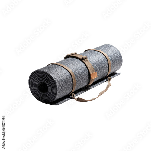 Rolled-Up Camping Mat with Carry Strap - Grey and Beige
