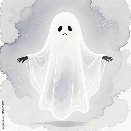 Sad Ghost in Foggy Night Sky