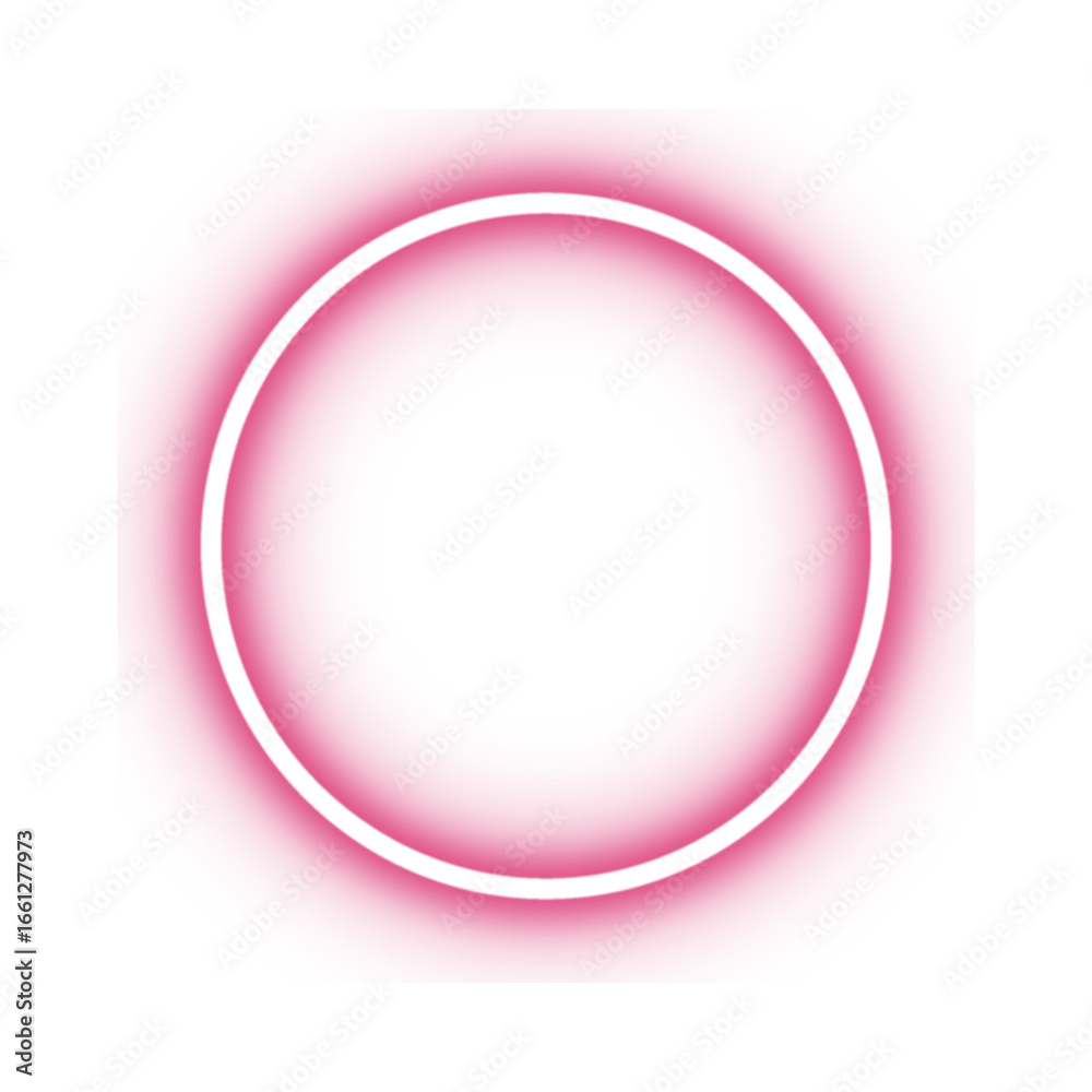Obraz premium Pink Neon Circle Glowing on White.
