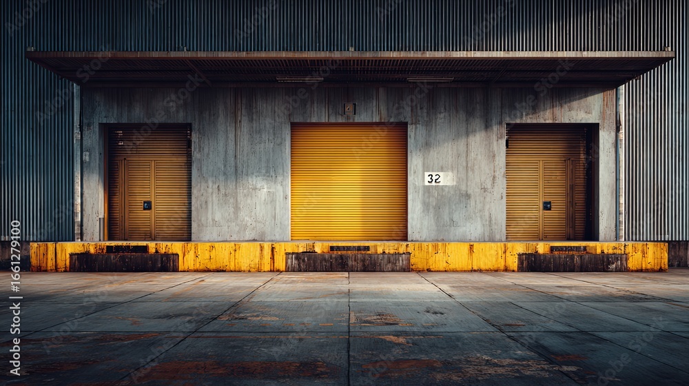 Obraz premium Industrial Loading Dock with Yellow Doors