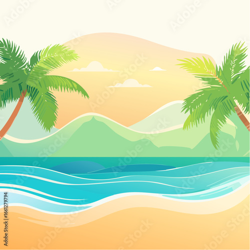 Tropical-inspired gradient waves blend smoothly, creating a warm and colorful vibe for digital projects or summer themes.