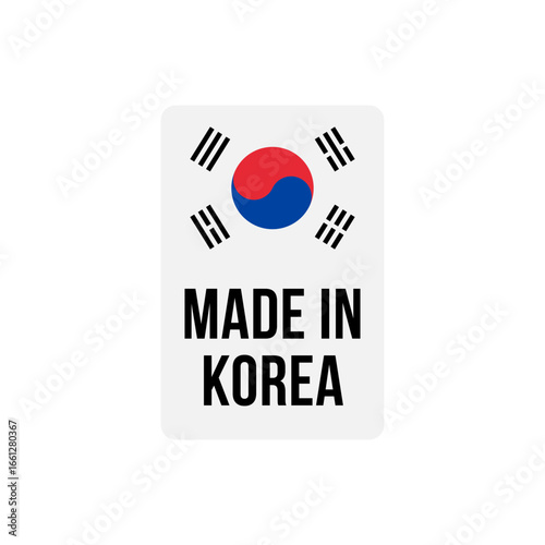 Made in South Korea  Vector Badge with National Flag and Text