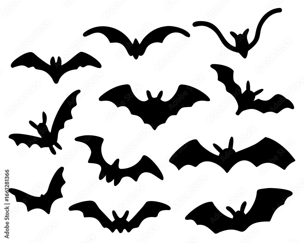 Naklejka premium Black silhouettes of bats. isolated on white background. vector icon illustration