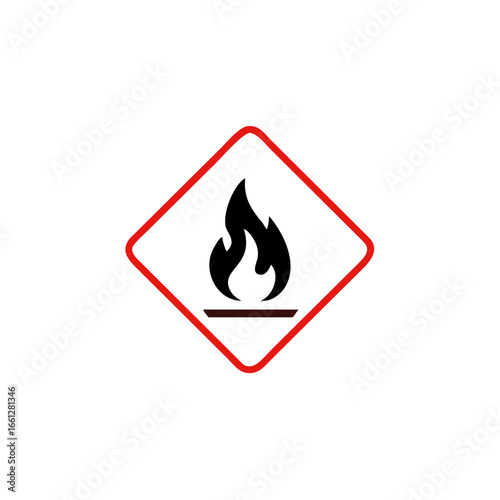 hazard warning sign flammable , isolated vector illustration