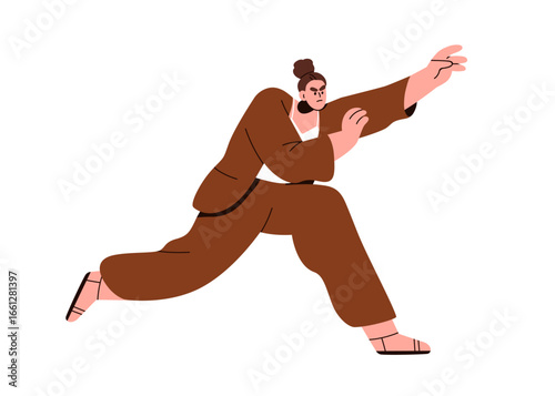 Business woman rushing forward. Ambitious aggressive female employee running ...