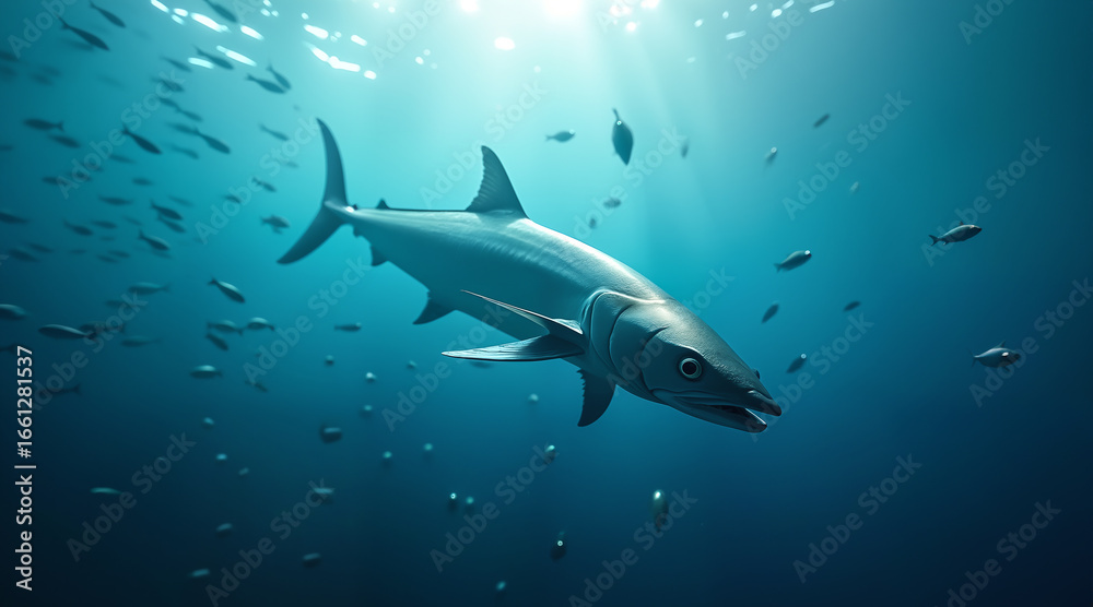 Fototapeta premium Clean visual story of survival in the marine food chain.