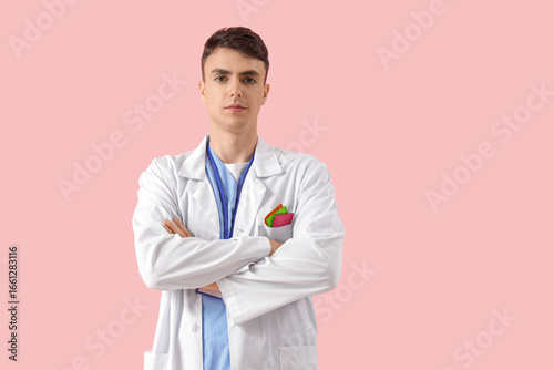 Young doctor with condoms i...
