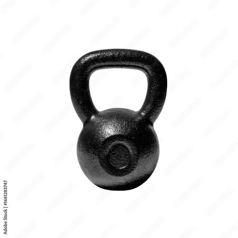Fototapeta premium Black Kettlebell Weight Isolated on Black Background