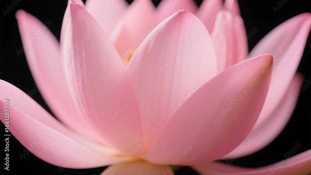 Fototapeta premium Vibrant Pink Lotus Flower Against Black Background