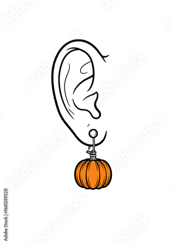 Earring featuring a pumpkin charm, symbolizing Halloween festivity and playful style