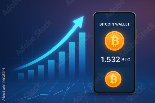 Bitcoin wallet growth visualization digital finance crypto wallet mockup modern technology graphic design
