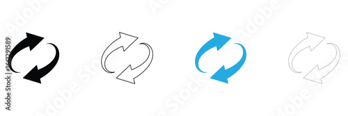 Arrows Repeat icon set. Long rotation and repeat vector symbol. Exchange and replace sign. Reverse and recycle icon in eps 10.