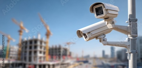 The security cameras overseeing a bustling construction site.