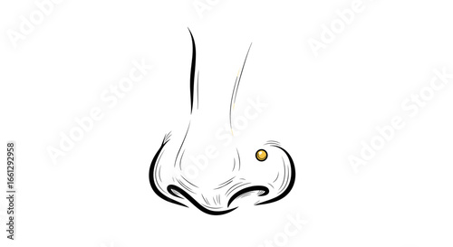 Nose illustration with piercing, symbolizing individuality and self-expression