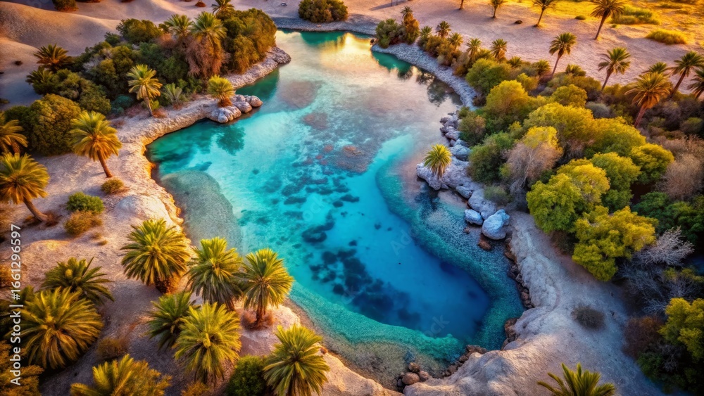 Obraz premium Desert Oasis with Palm Trees