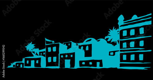 Ancient Arabic city. Vector drawing