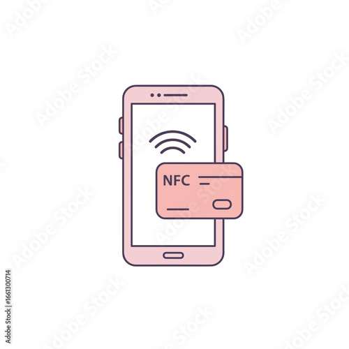 Mobile phone with NFC card symbolizing contactless payment technology