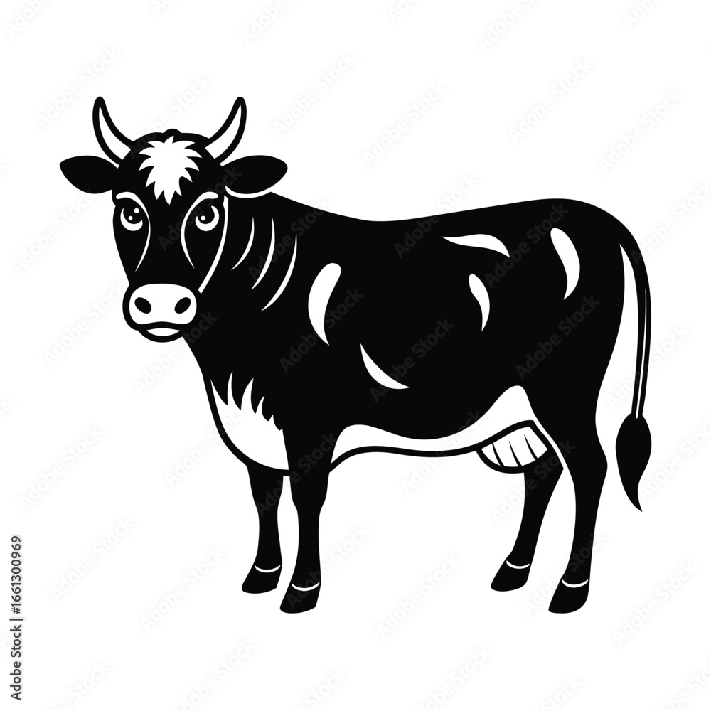 Fototapeta premium Cow Rolling Eyes Dramatically Funny Drawing