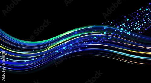 Abstract Colorful Light Waves and Particles, Tech-Inspired Digital Background