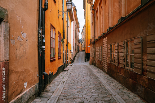 Photography Quaint narrow cobblestone streets in Gamla Stan - Stockholm, Sweden