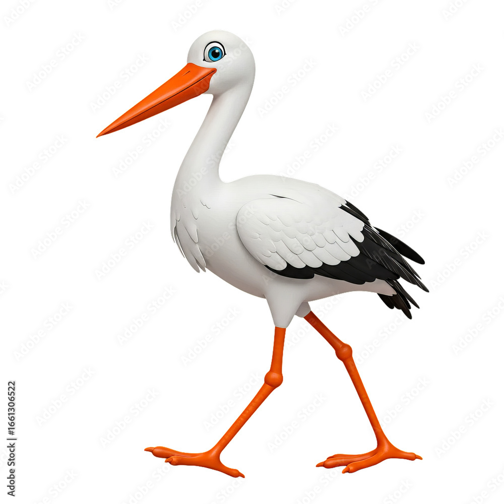 Fototapeta premium Stork Ciconia isolated on white transparent background, White Ciconia Bird PNG 