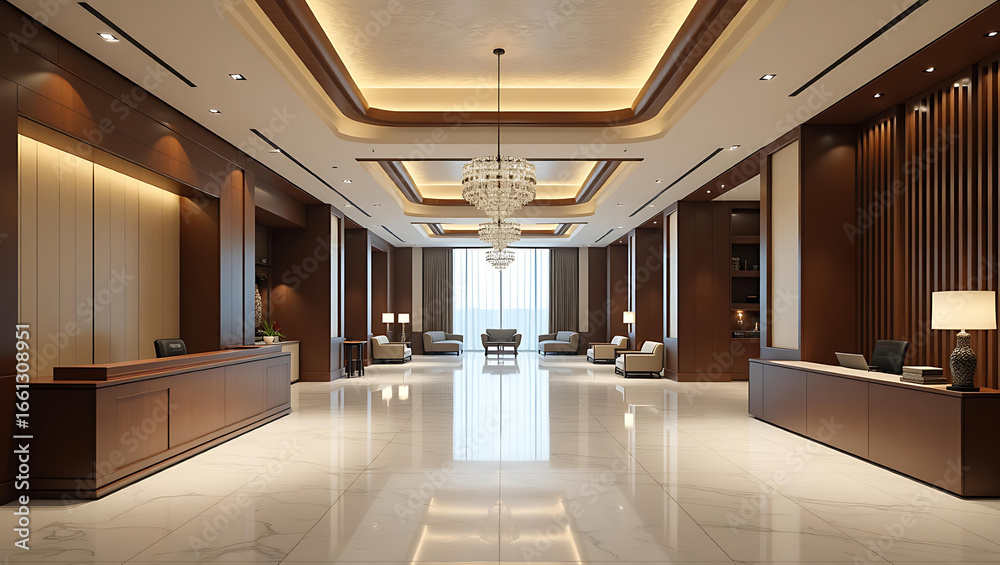 Fototapeta premium Luxurious huge spa interior with modern décor and ambient lighting