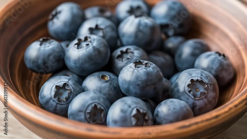 Wallpaper Mural A fresh collection of blueberries in a rustic wooden bowl. Torontodigital.ca
