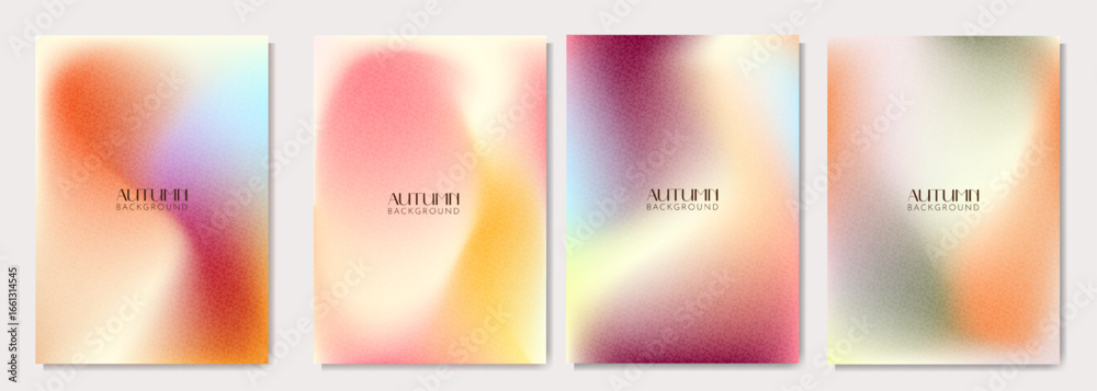 Fototapeta premium Set of 4 autumn abstract backgrounds with grainy texture