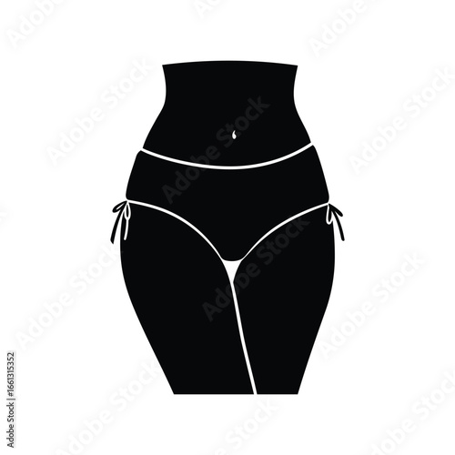 Black silhouette of female lower body in bikini isolated vector illustration