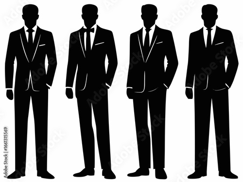 Group of Men in Formal Suits Silhouettes