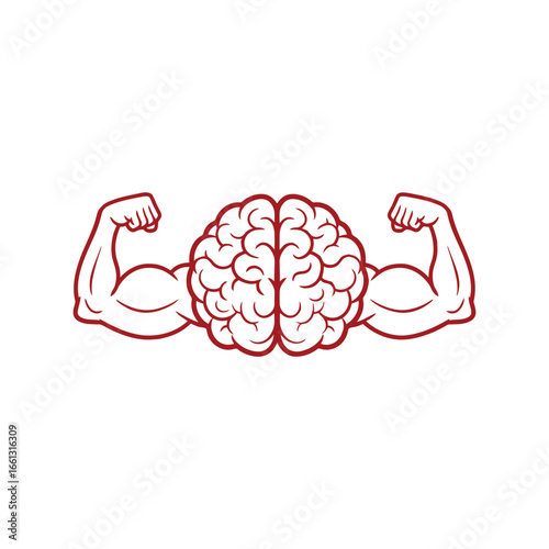 Strong brain vector illustration mental strength intelligence power mind muscle concept