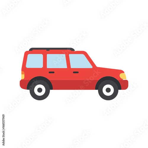 Red suv vector illustration modern off road vehicle crossover car family transport travel icon isolated eps graphic