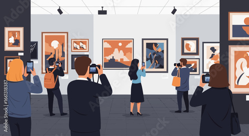 Capturing creativity: Visitors immerse in modern art at gallery exhibition