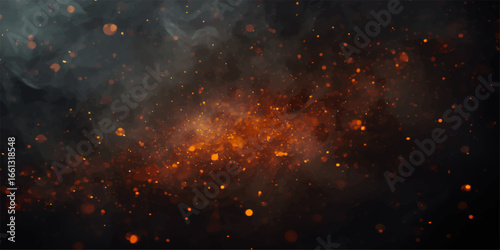 Abstract red and black nebula explosion in the night sky