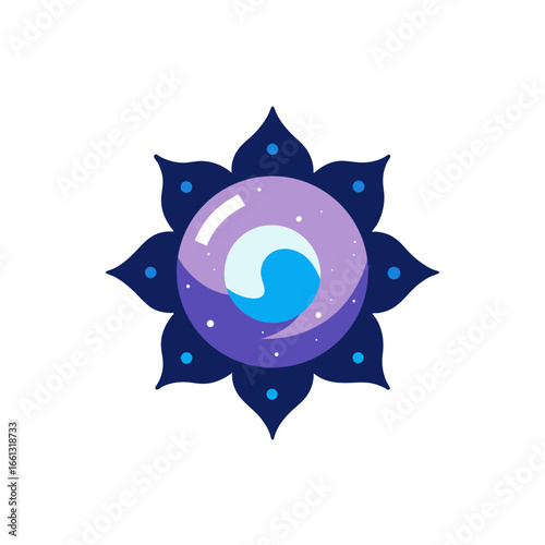 a mandala with a mystical crystal ball at the cent