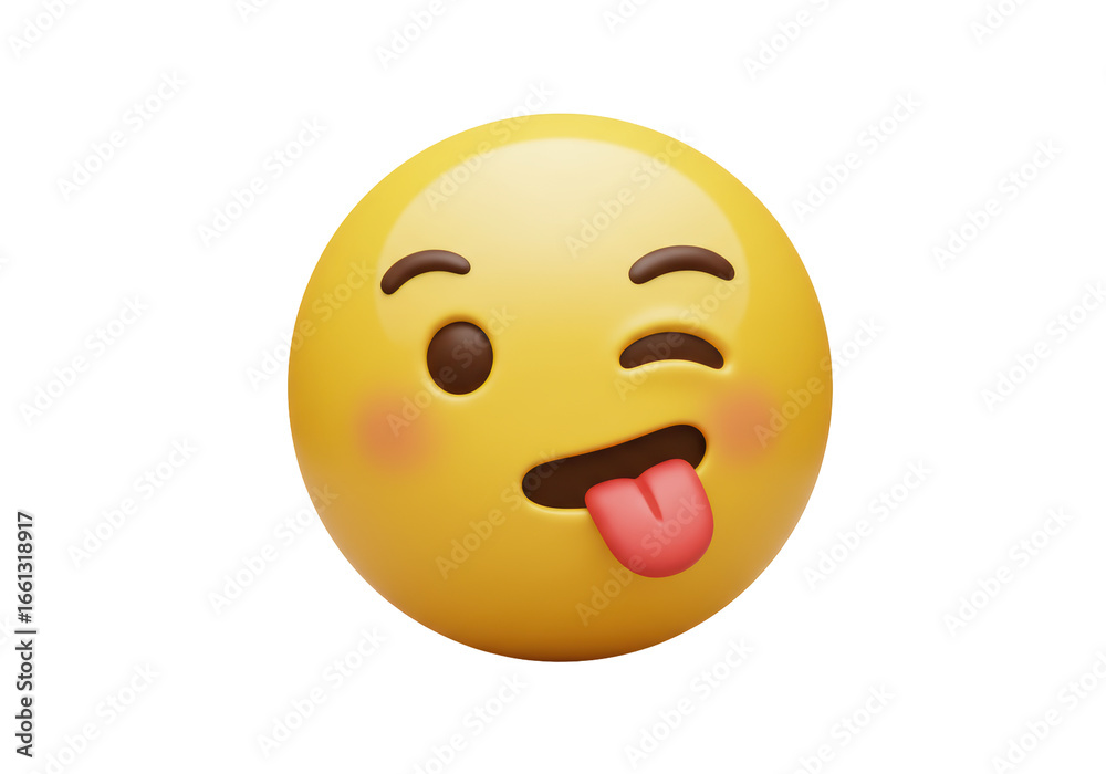 Fototapeta premium Isolated 3D Winking Face with Stuck-Out Tongue Emoji
