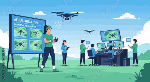 Drone photography training event with live aerial demonstrations and editing session