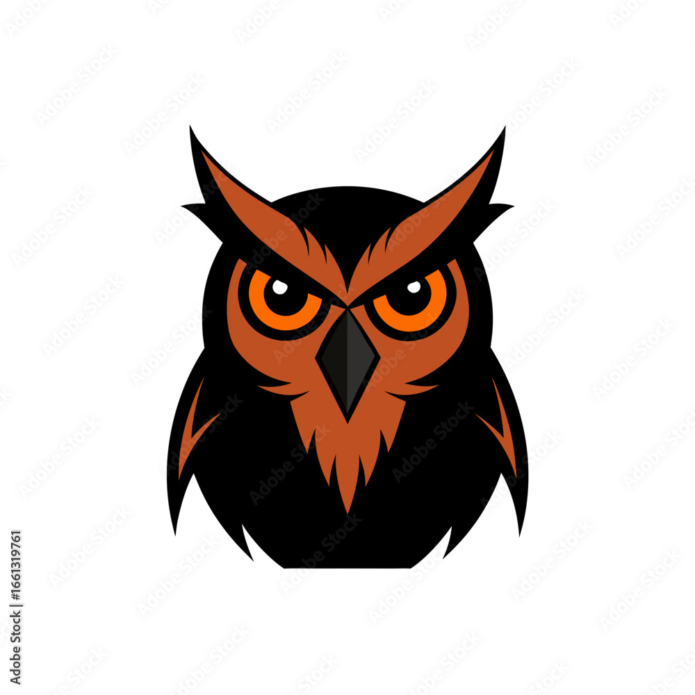 Obraz premium a stoic horned owl with an intense forward facing