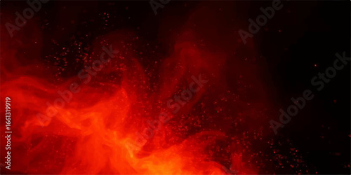 Abstract fiery background of red and orange flames burning in the dark