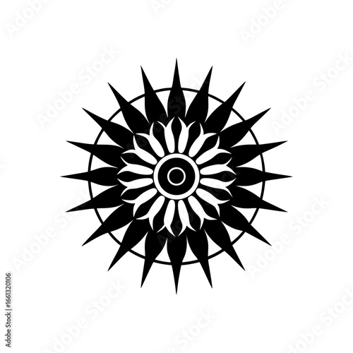 bohemian sun ornament silhouette vector  circular 