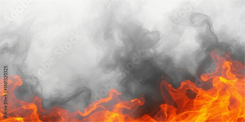 Red flames and black smoke blaze across a fiery forest inferno, a dangerous natural disaster
