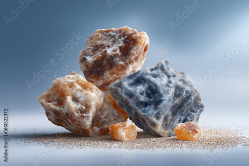 Ambergris chunks, rough organic texture rare perfume ingredient.