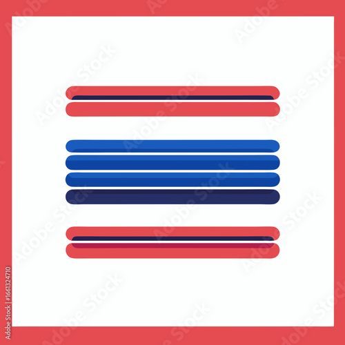 Abstract Horizontal Bars Design with Red and Blue Rounded Stripes.