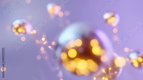 Abstract ethereal image of glowing spheres connected by light trails