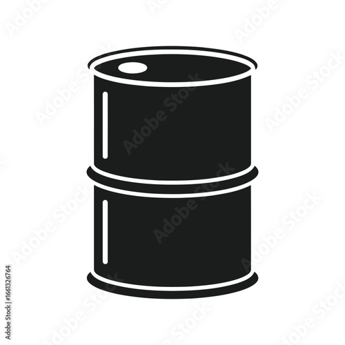 Black industrial oil drum vector illustration metal barrel liquid storage container fuel tank icon isolated eps graphic